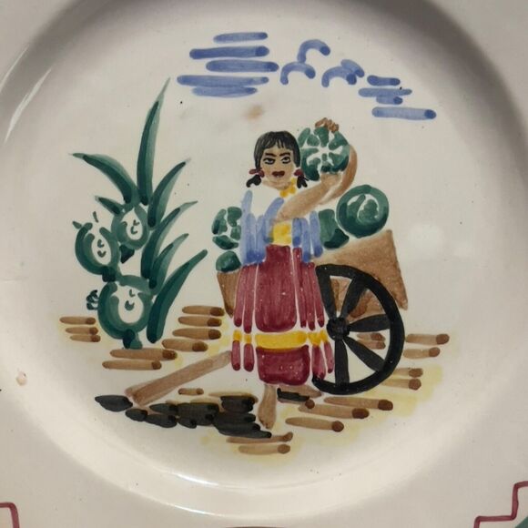 Vintage Hand‑Painted Italian Ceramic Plate Made in Italy Folk Art Scene Italy - Picture 3 of 6